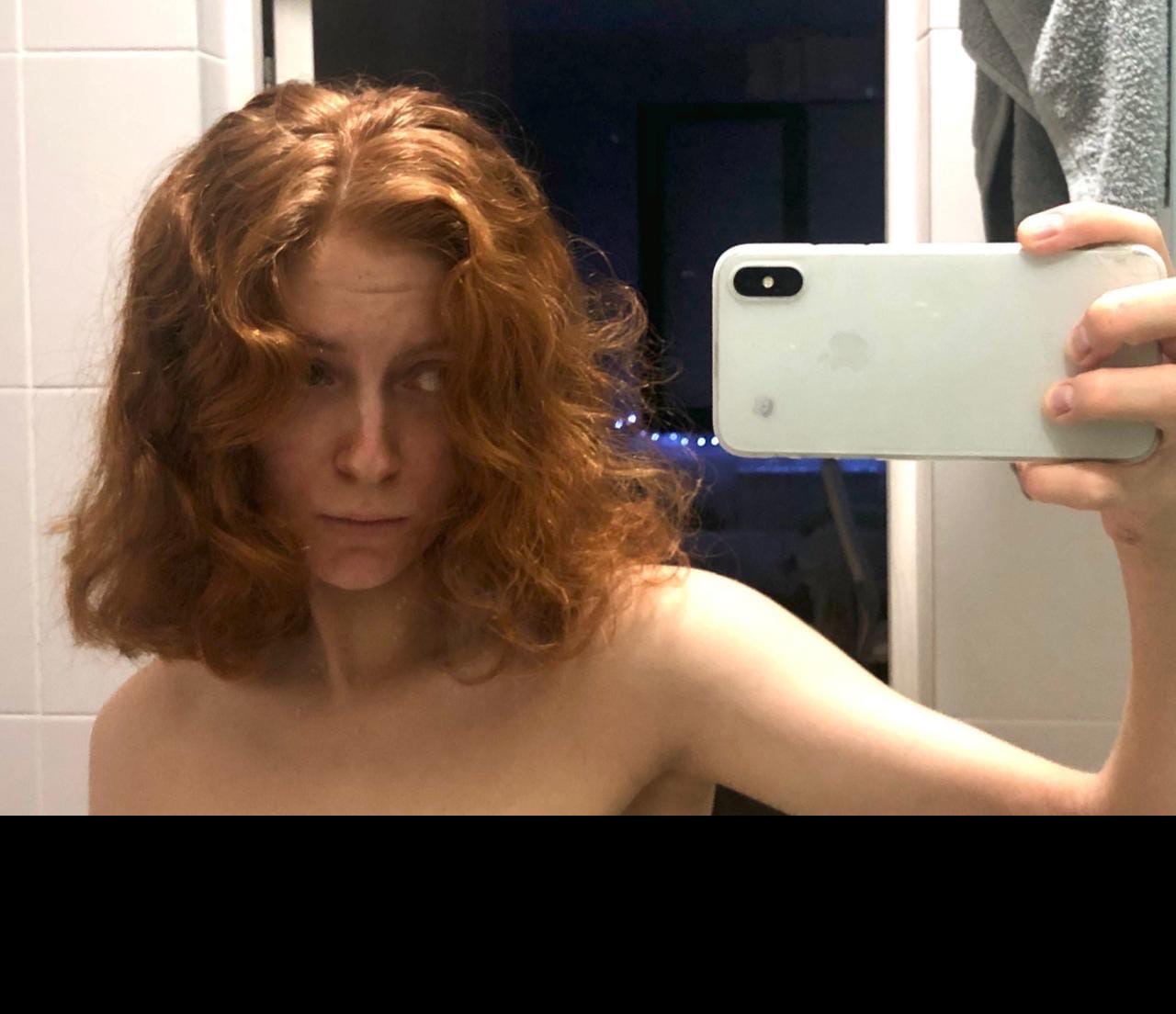 Nude mirror selfie